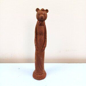 Vintage 1991 Crushed Pecan Shell Bear Figurine Folk Art Signed JP #4127